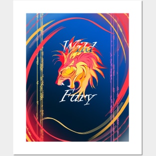 Wild Fury Fire Lion with deco Posters and Art